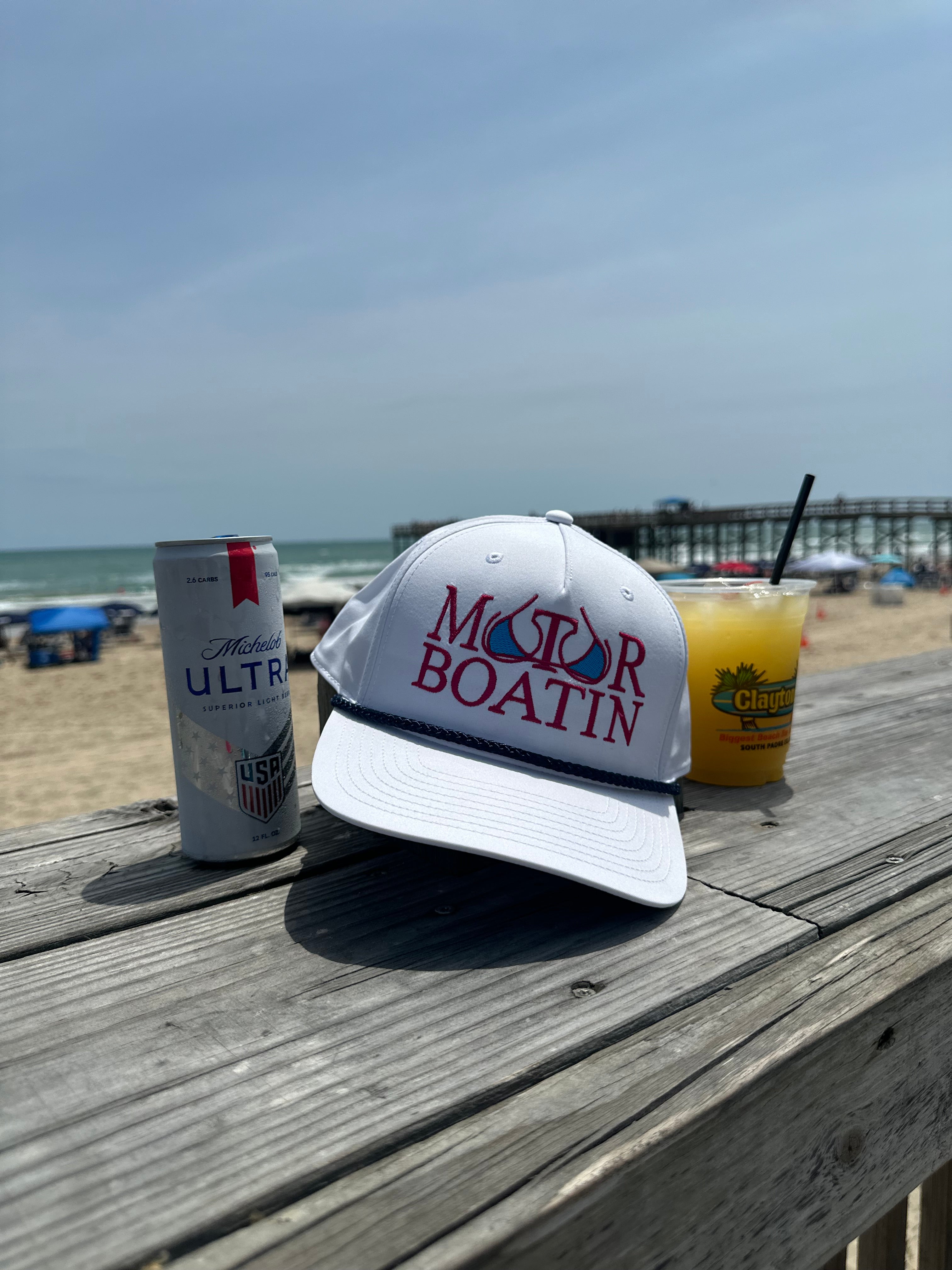 Motor Boatin Rope Cap White