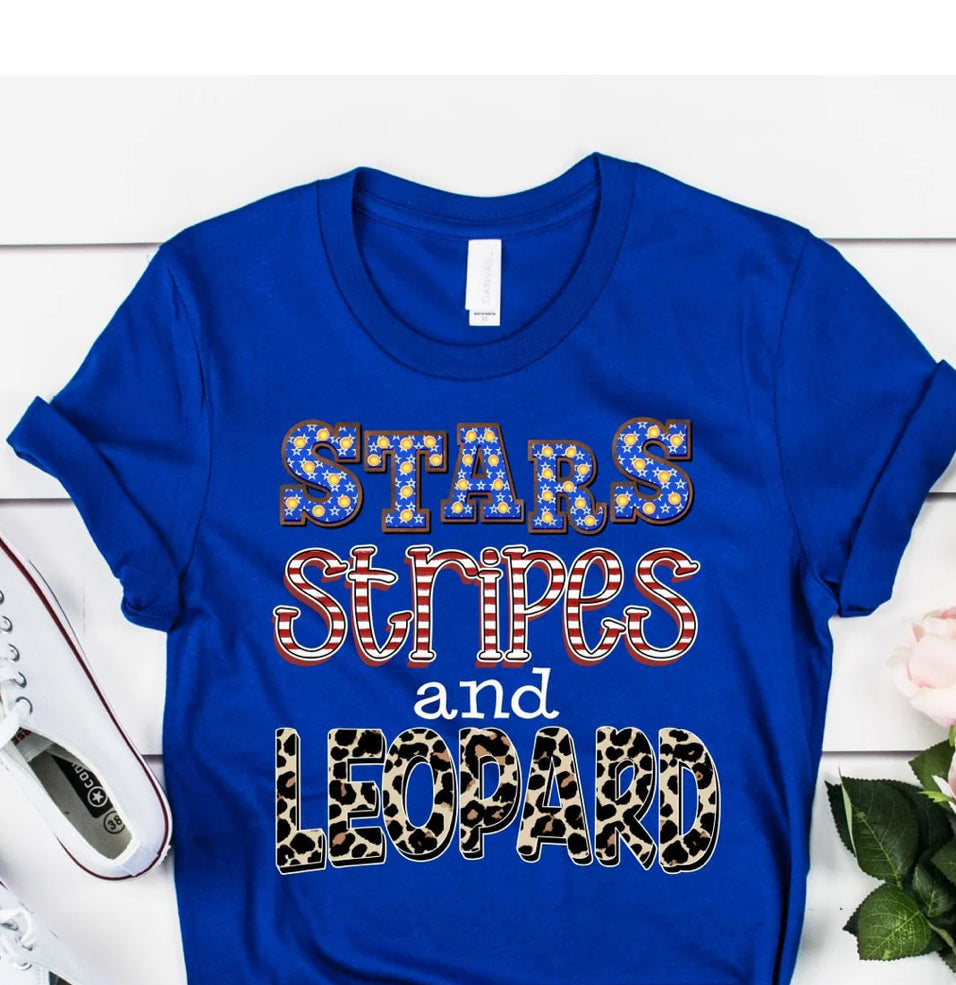 Stars Stripes and Leopard TEE